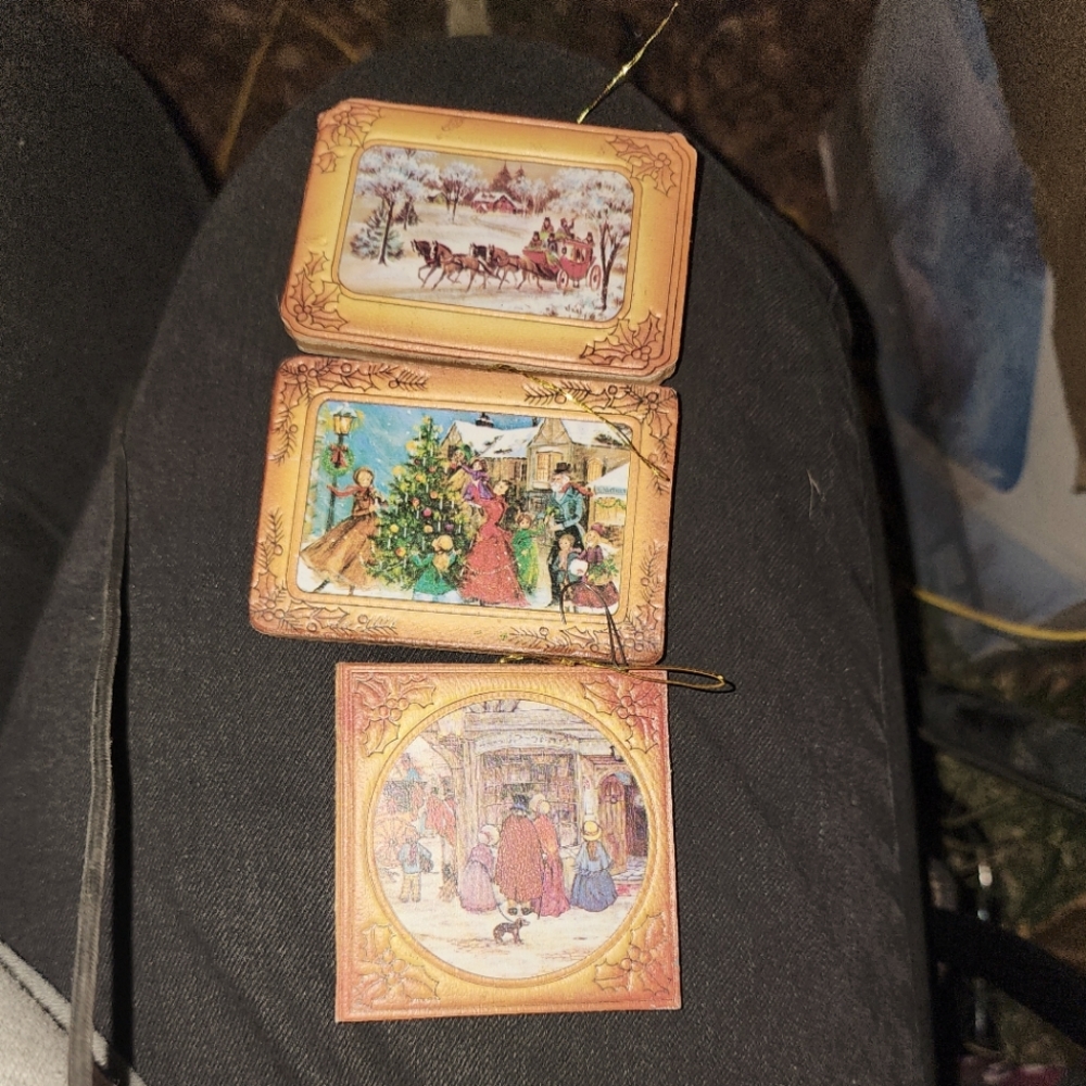 Set of 3 Kitch Handmade leather 1800'S Christmas